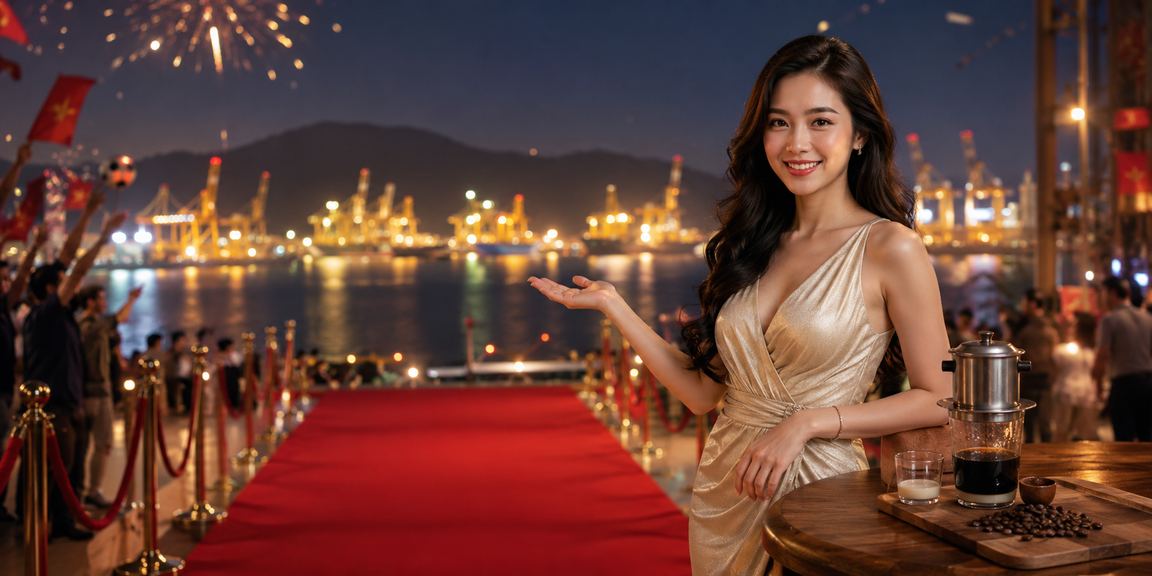 Người chơi VIP thư giãn tại Vũng Tàu với thiết bị di động và tách cà phê bên cạnh